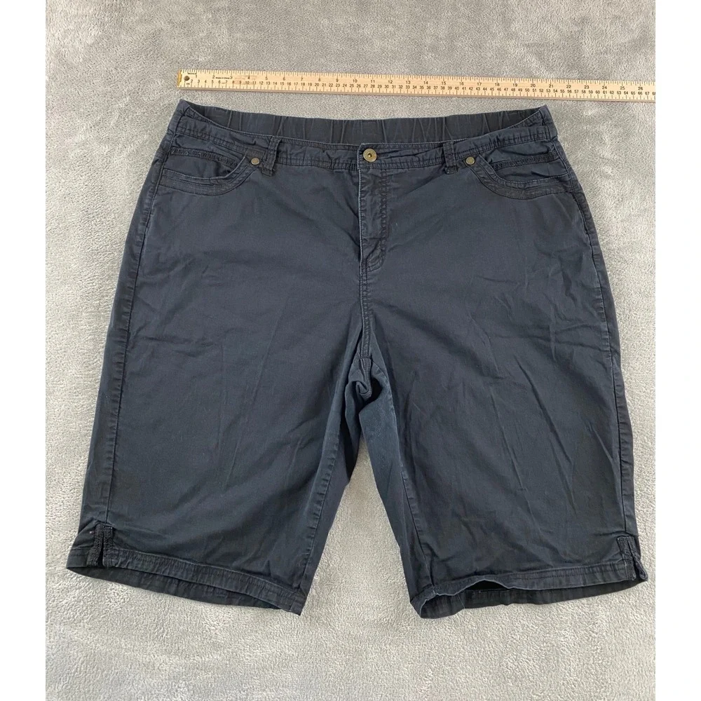 Avenue Womens Black Bermuda Shorts Plus Sz 20 Stretch Cotton Knee Length Casual